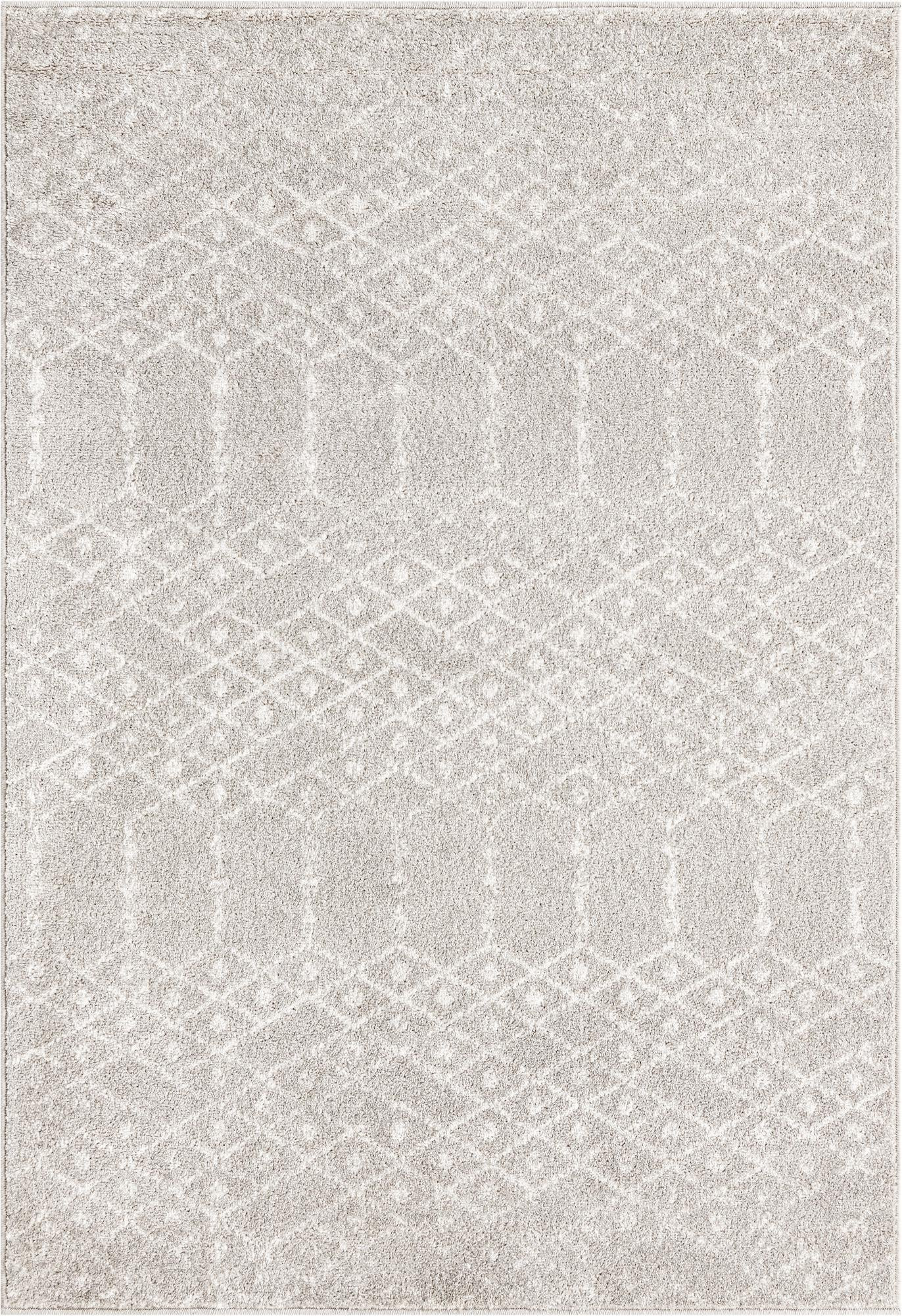 4' x 6' Newcomb · Geometric lattice rug, light gray and ivory