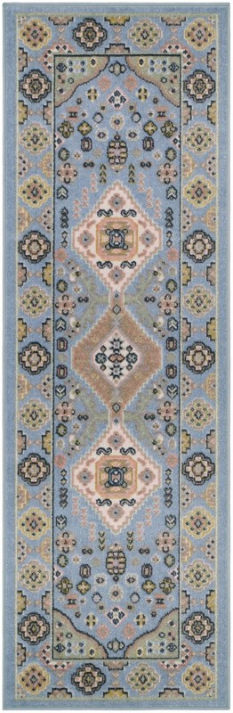 2' x 6' Middlebury · Border Washable Rug, light blue