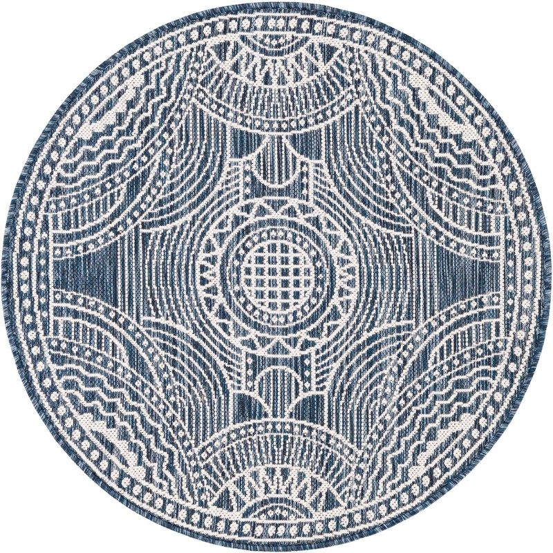 3' x 3' Brough · Geometric Outdoor Rug, blue