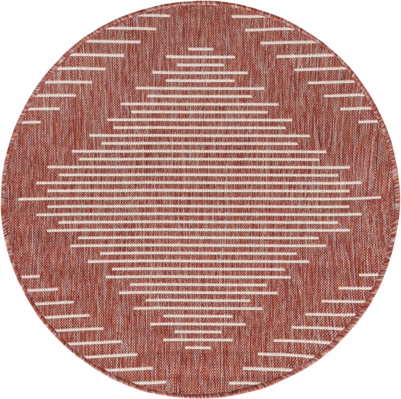 3' x 3' Harlow · Diamond Outdoor Rug, rust red