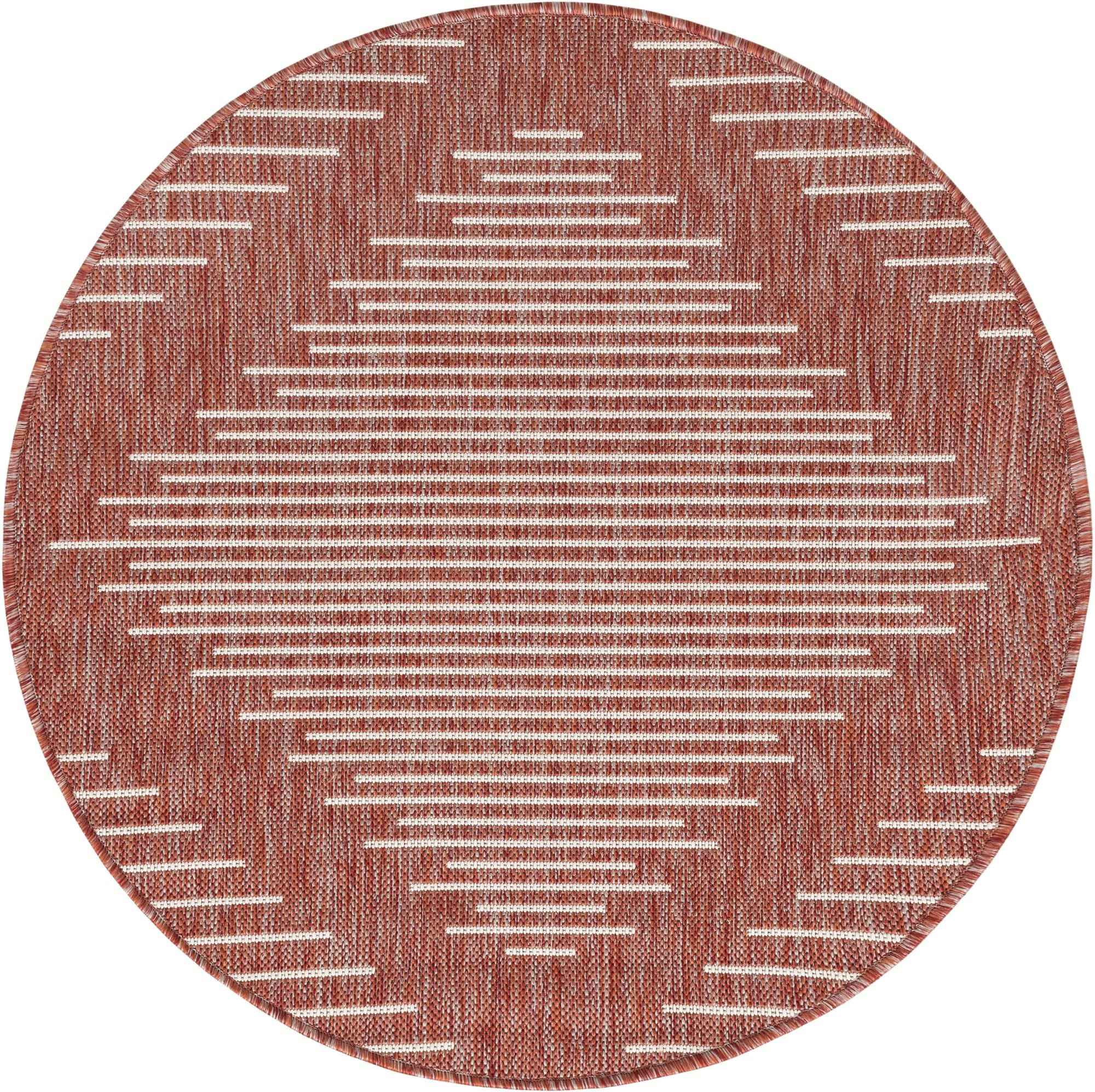 3' x 3' Harlow · Diamond Outdoor Rug, rust red