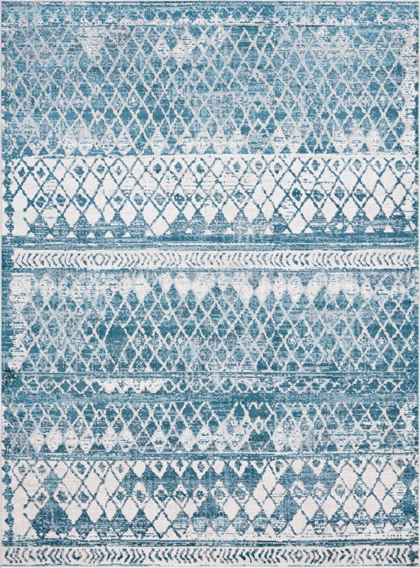 8' x 11' Collier · Border rug, blue