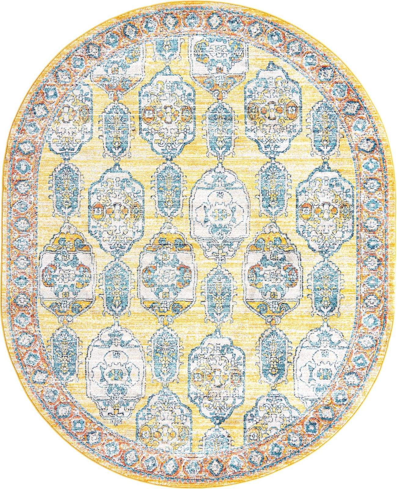 7' 10 x 10' 2 Pullman · Border rug, yellow