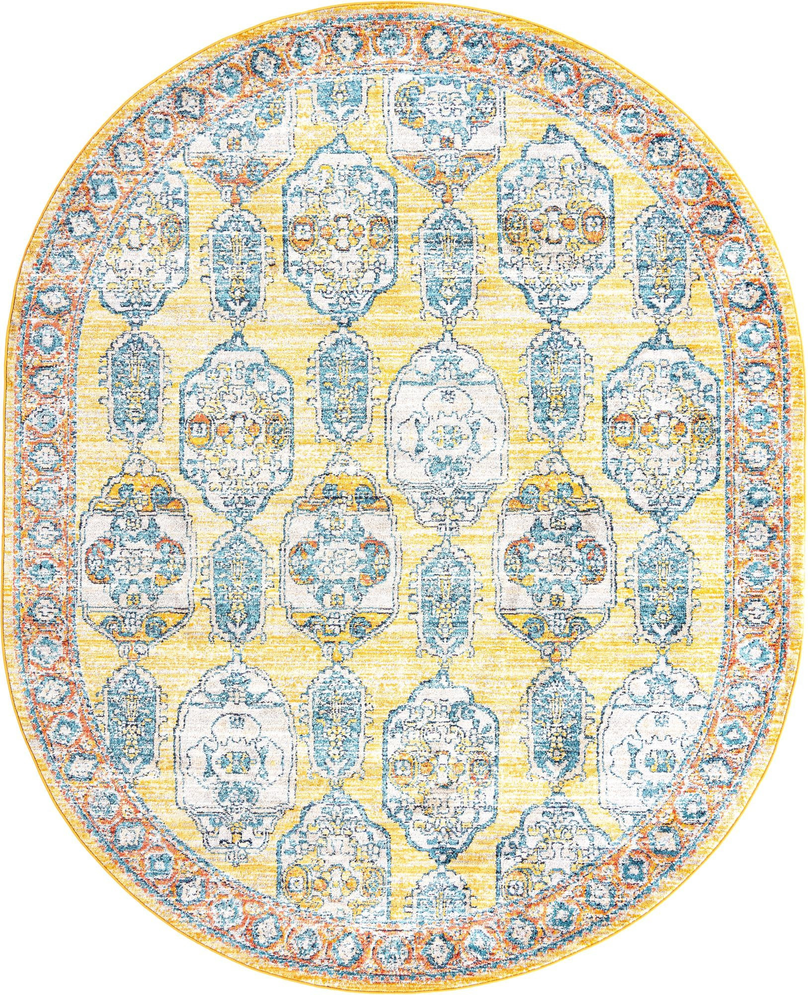 7' 10 x 10' 2 Pullman · Border rug, yellow