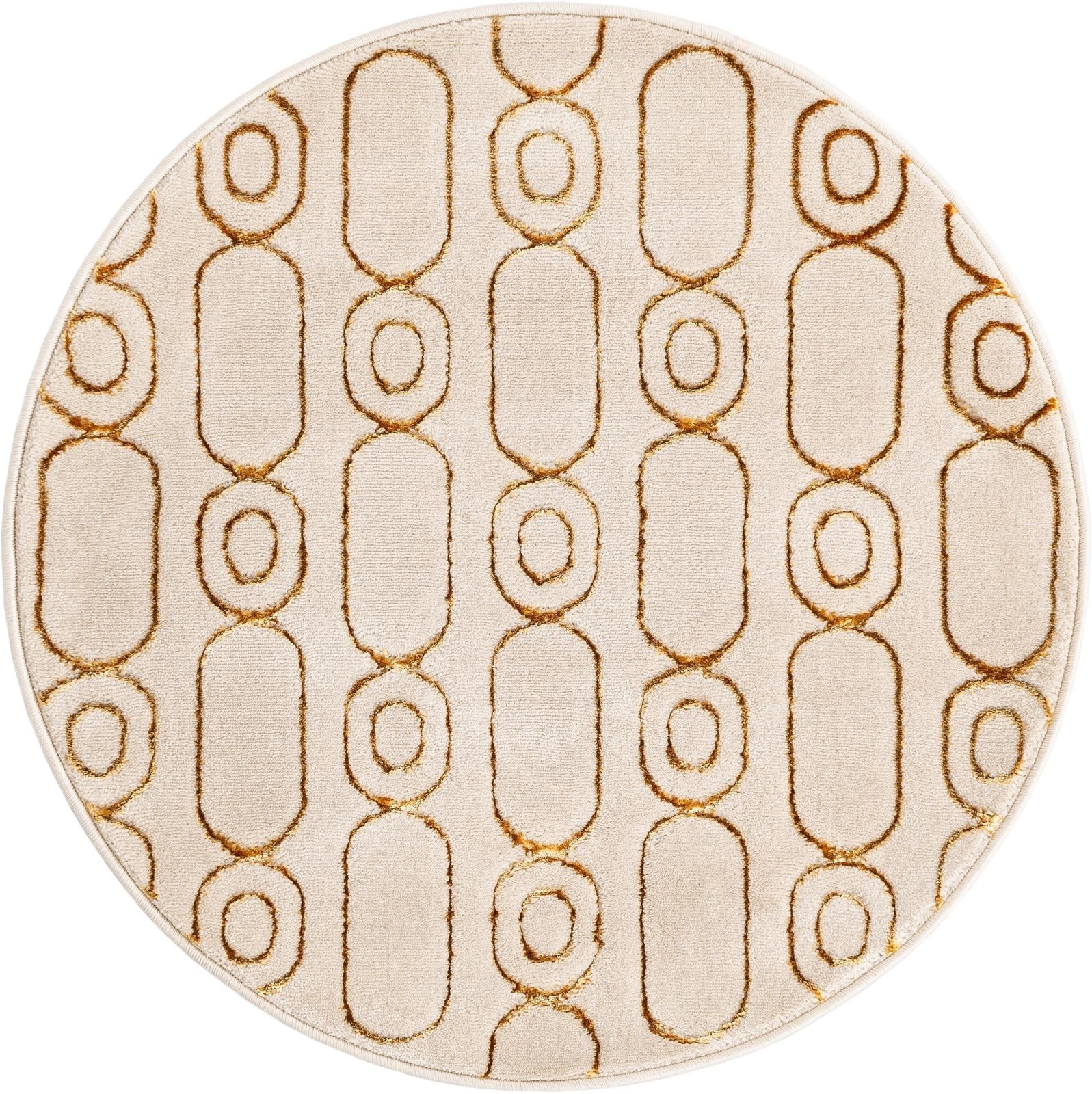3' x 3' Renwick · Geometric rug, white and gold
