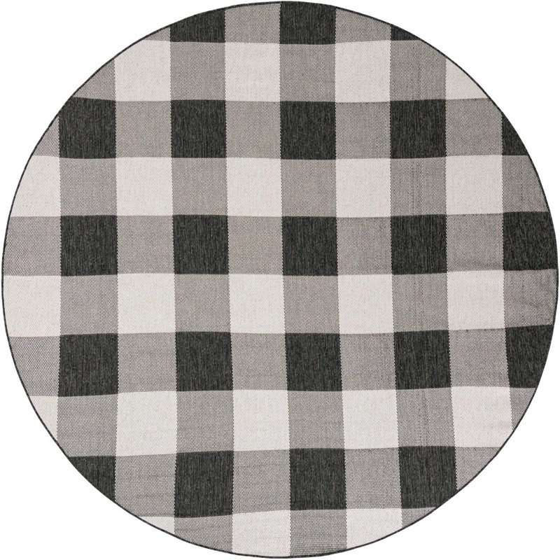 7' 10 x 7' 10 Ramona · Checkered Outdoor Rug, black and white