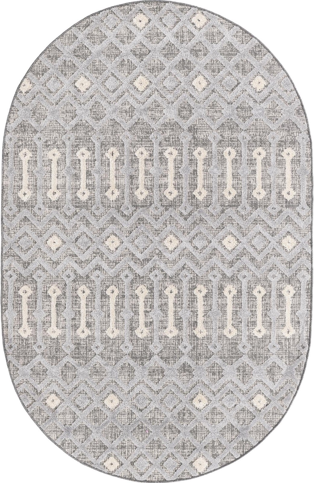 5' 3 x 8' Rothwell · Geometric lattice rug, gray and beige