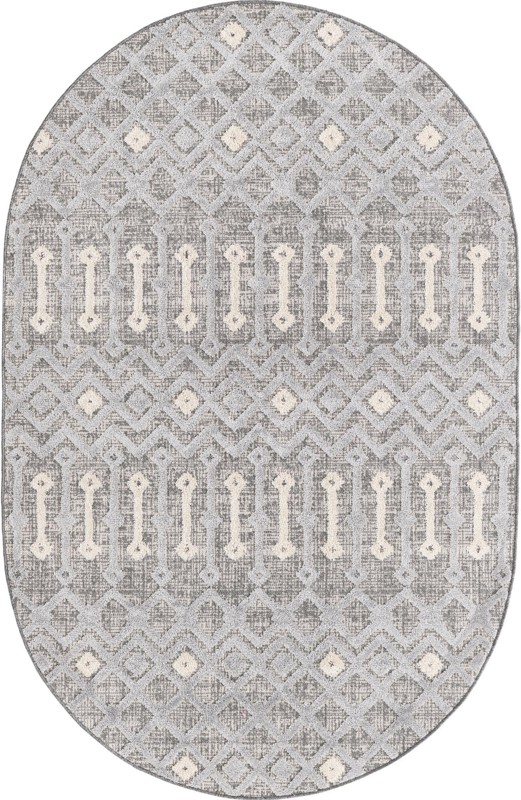 5' 3 x 8' Rothwell · Geometric lattice rug, gray and beige