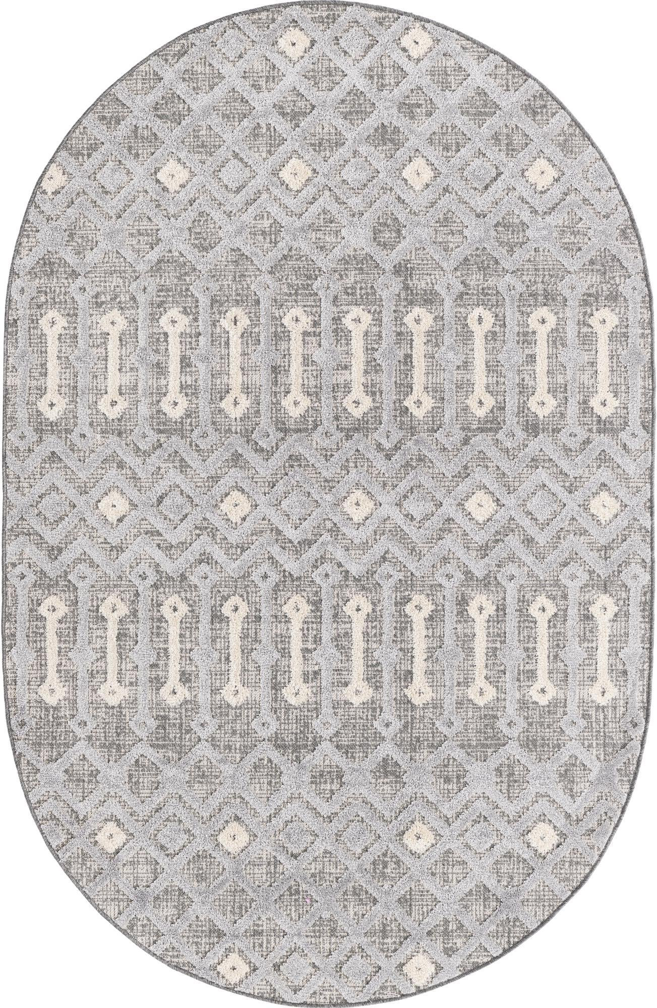5' 3 x 8' Rothwell · Geometric lattice rug, gray and beige