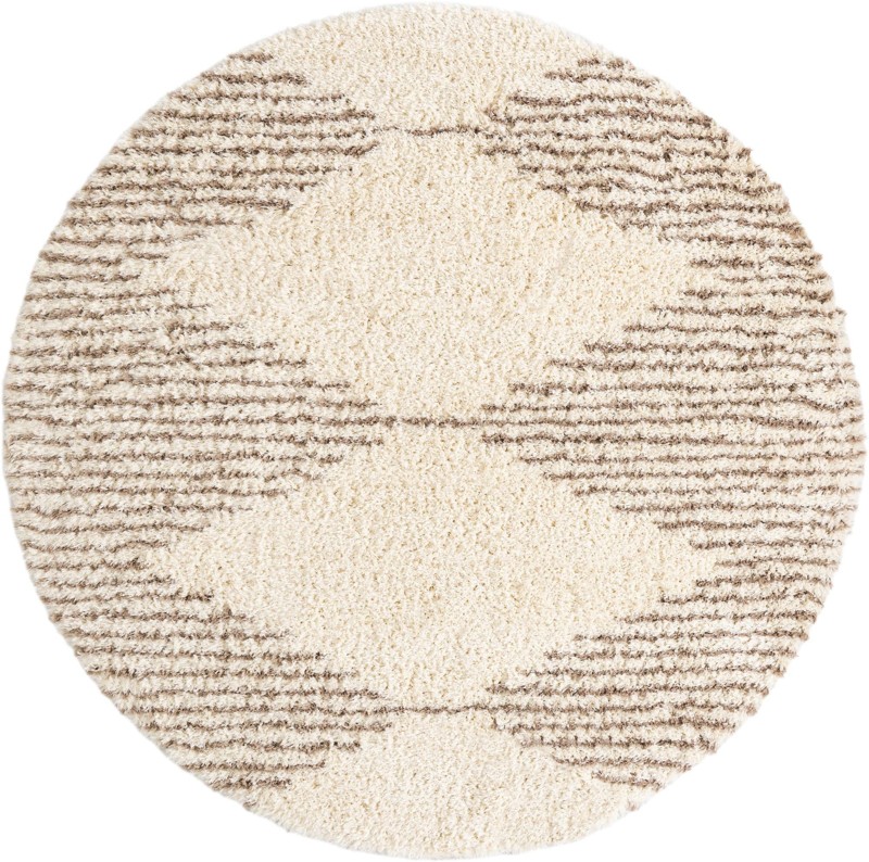Carlton · Geometric Shag Rug, pearl and khaki