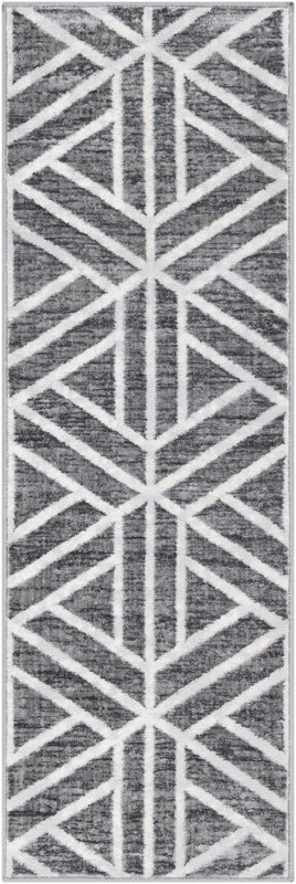 2' x 6' Norwood · Geometric rug, grey