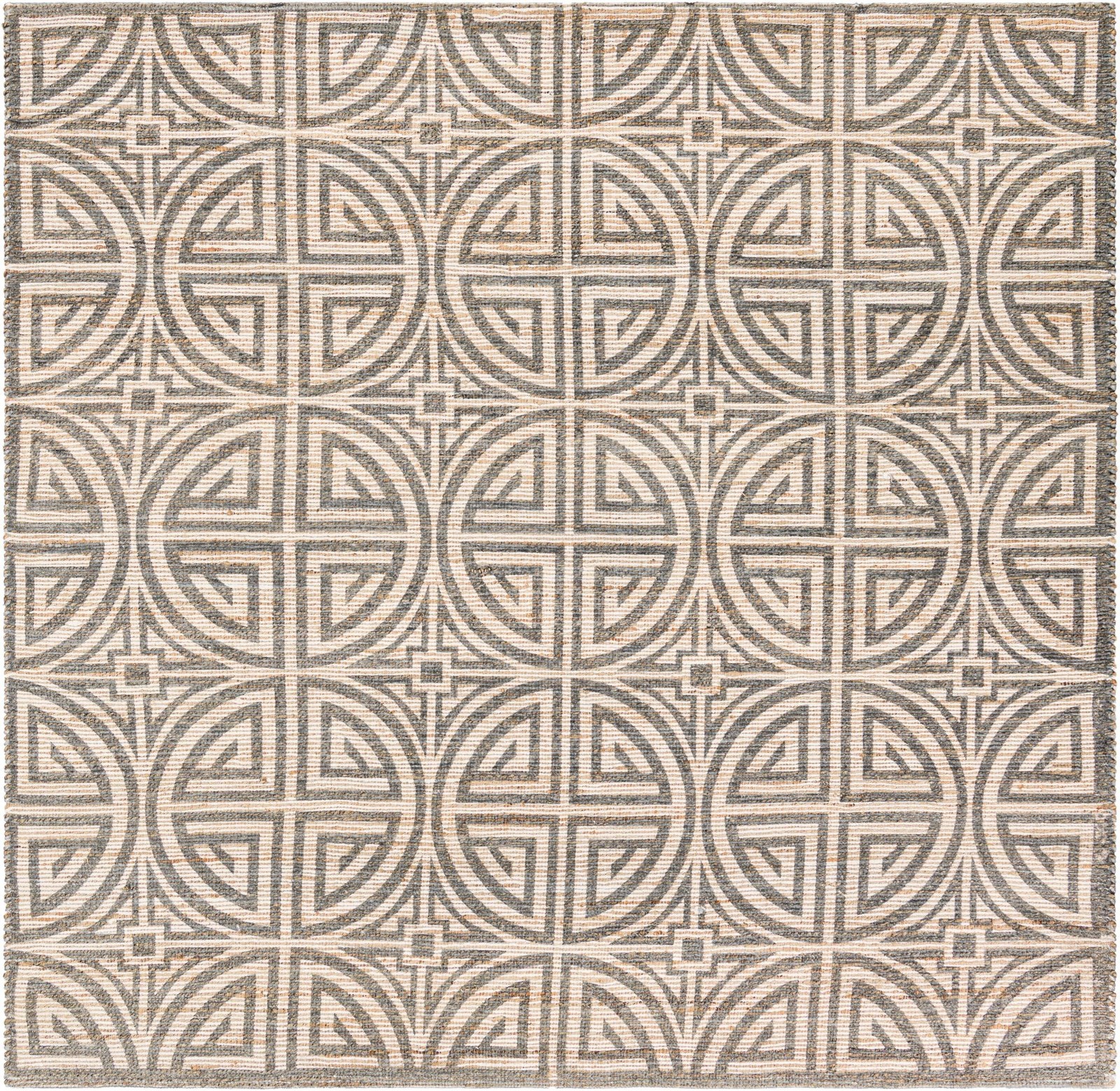 7' 10 x 7' 10 Pasco · Geometric rug, gray and ivory