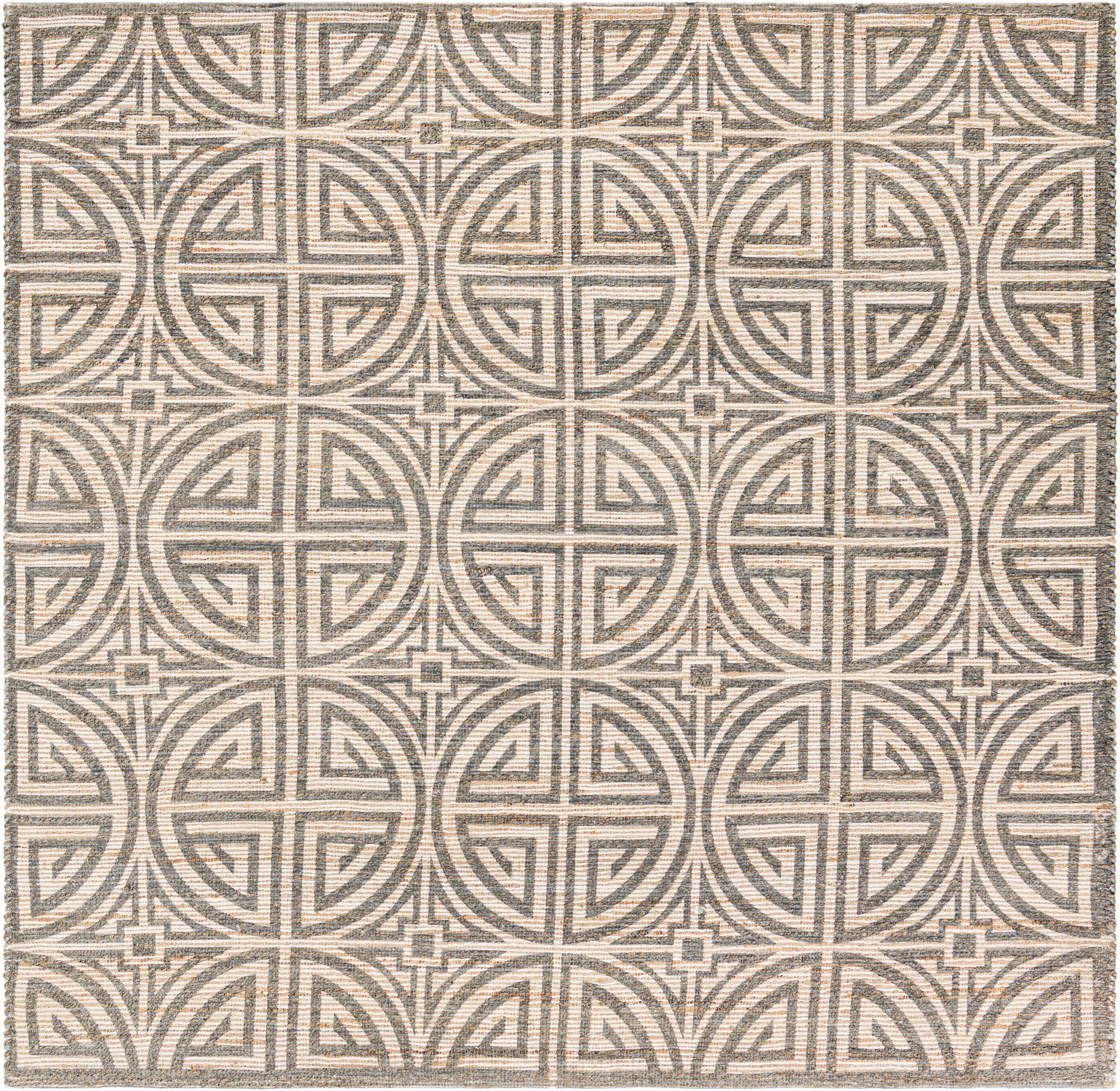 7' 10 x 7' 10 Pasco · Geometric rug, gray and ivory