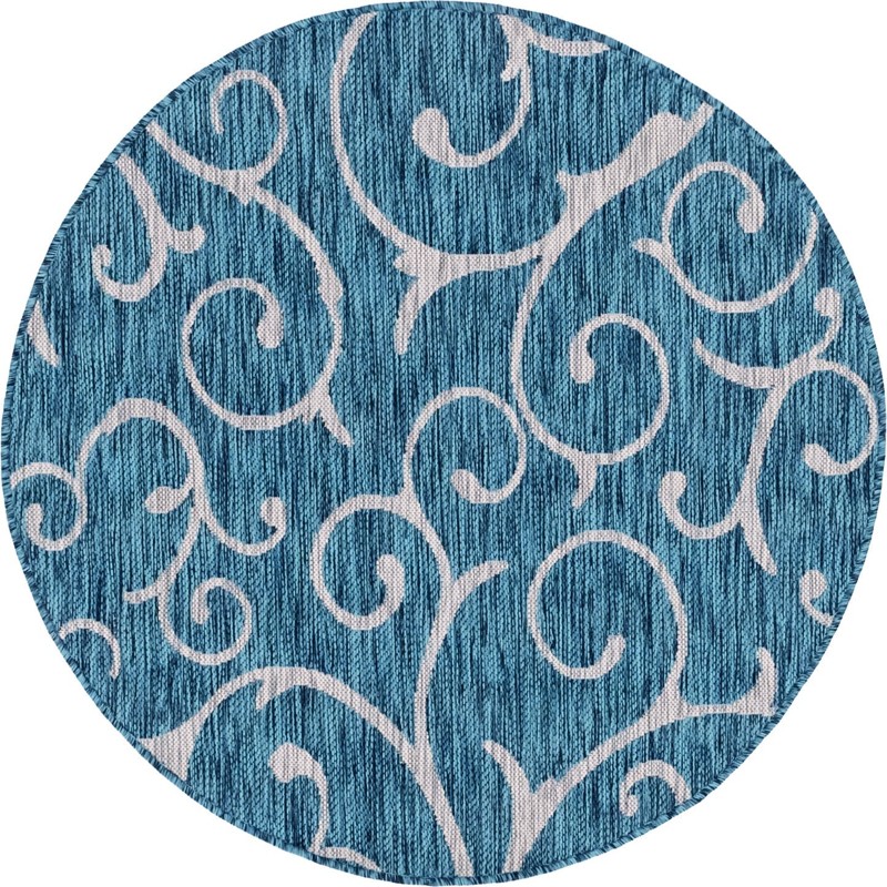 Shale · Floral / botanical Outdoor Rug, teal