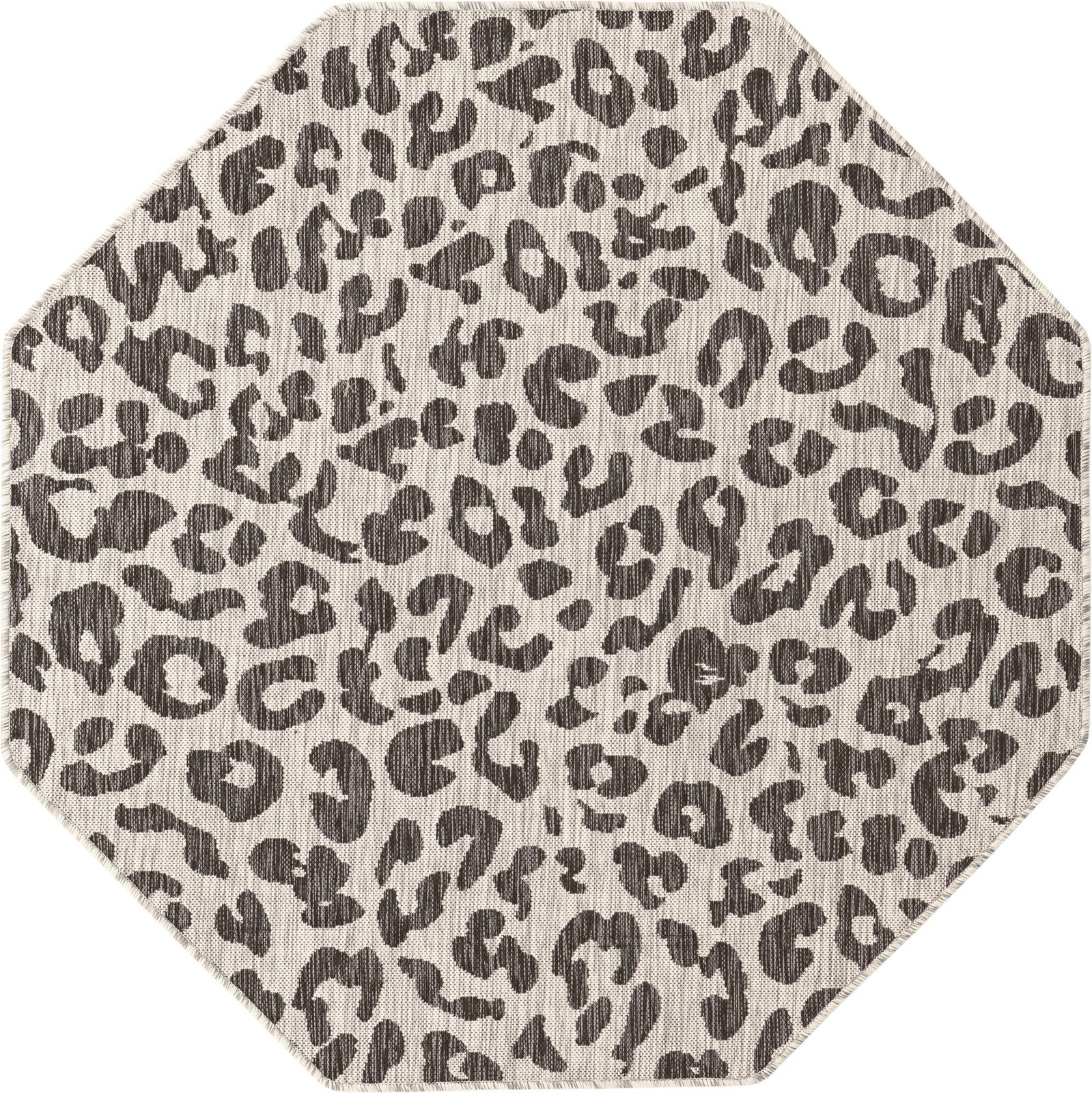 5' 3 x 5' 3 Cardamom · Leopard print Outdoor Rug, gray and cream