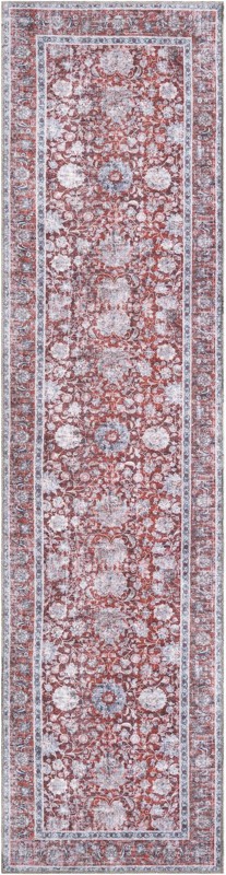 2' 7 x 10' Bertie · Vintage floral rug, red and ivory