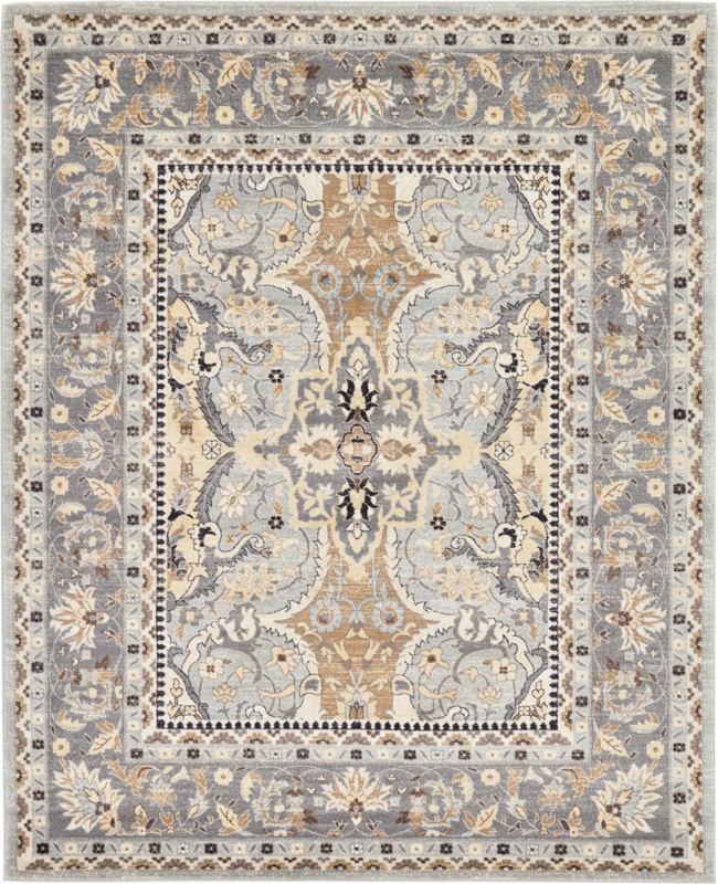 Tisdale · Traditional medallion rug, silver and tan