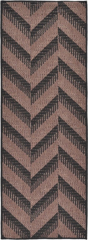 2' 2 x 6' Fanshawe · Chevron Outdoor Rug, brown and black