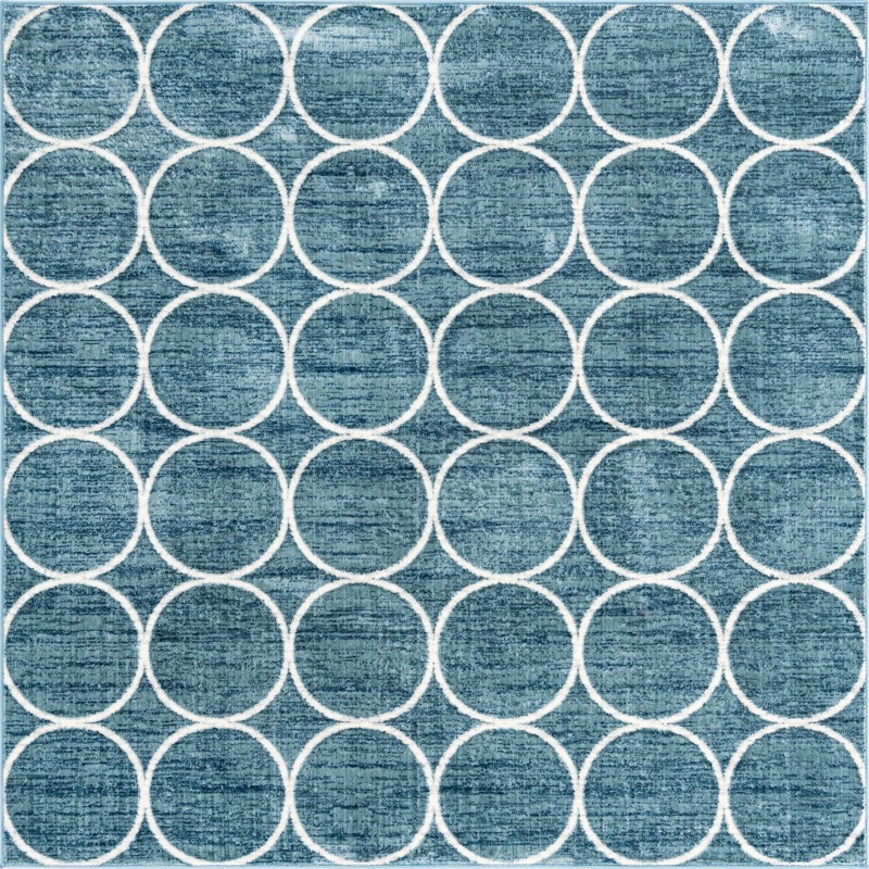 Corvallis · Geometric lattice rug, blue and ivory
