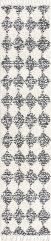 2' 7 x 12' Newton · Diamond Shag Rug, white