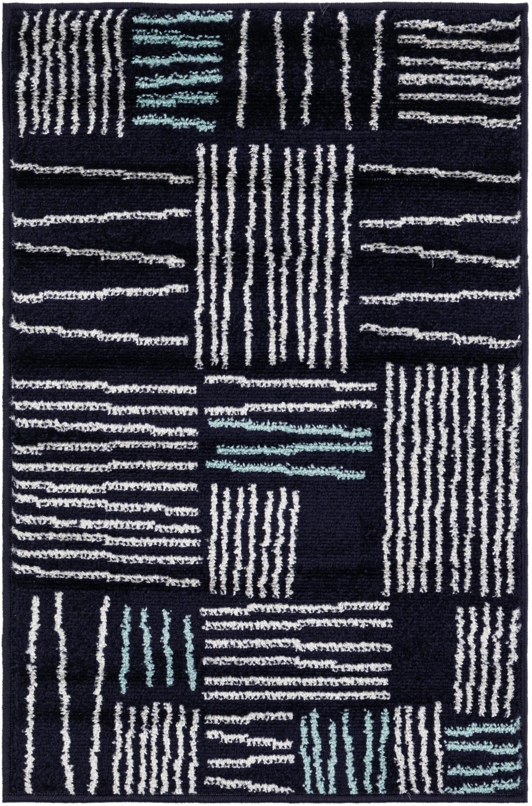 2' x 3' Snowberry · Abstract rug, navy blue