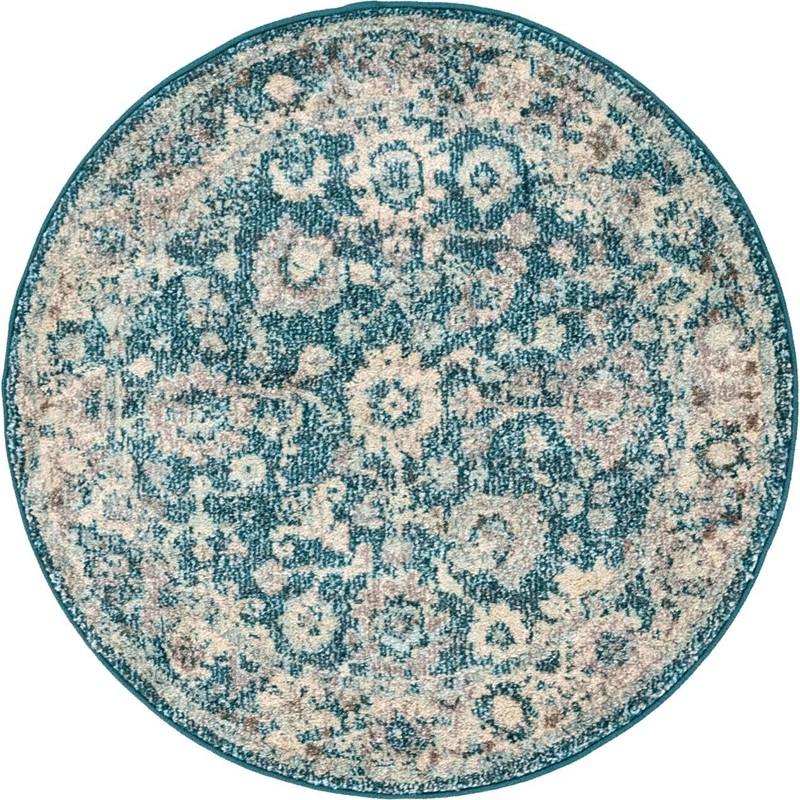 3' x 3' Hatcher · Border rug, blue