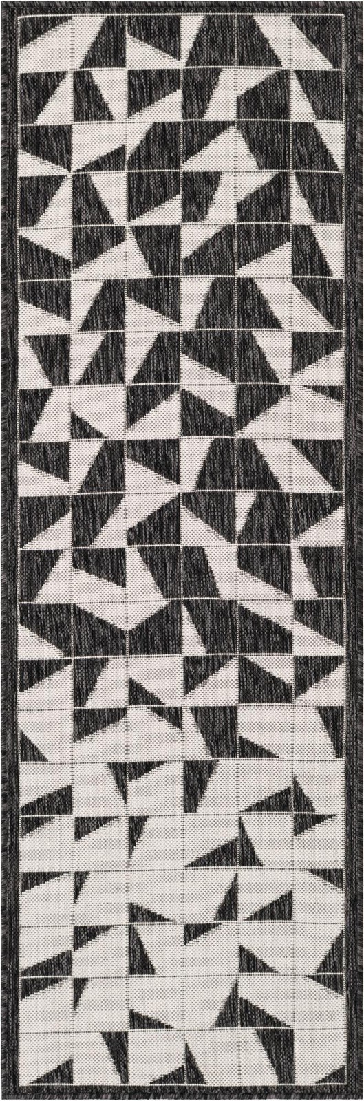 2' x 6' Hildreth · Geometric Outdoor Rug, black and white