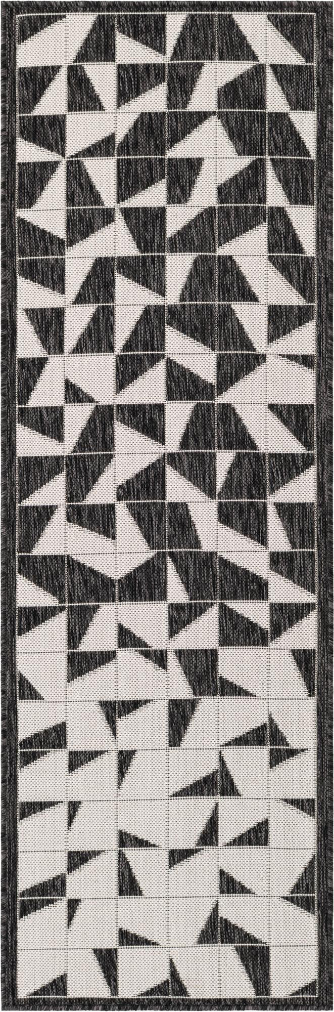 2' x 6' Hildreth · Geometric Outdoor Rug, black and white