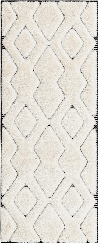2' x 5' Armstead · Geometric trellis rug, ivory and black