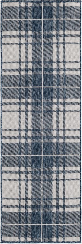 2' x 6' Maguire · Plaid Outdoor Rug, blue