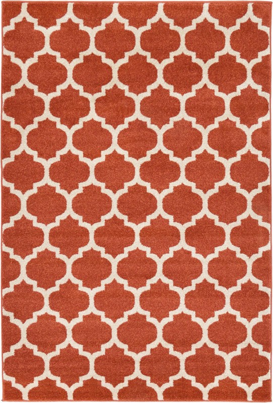 4' x 6' Arkwright · Trellis rug, terracotta and beige