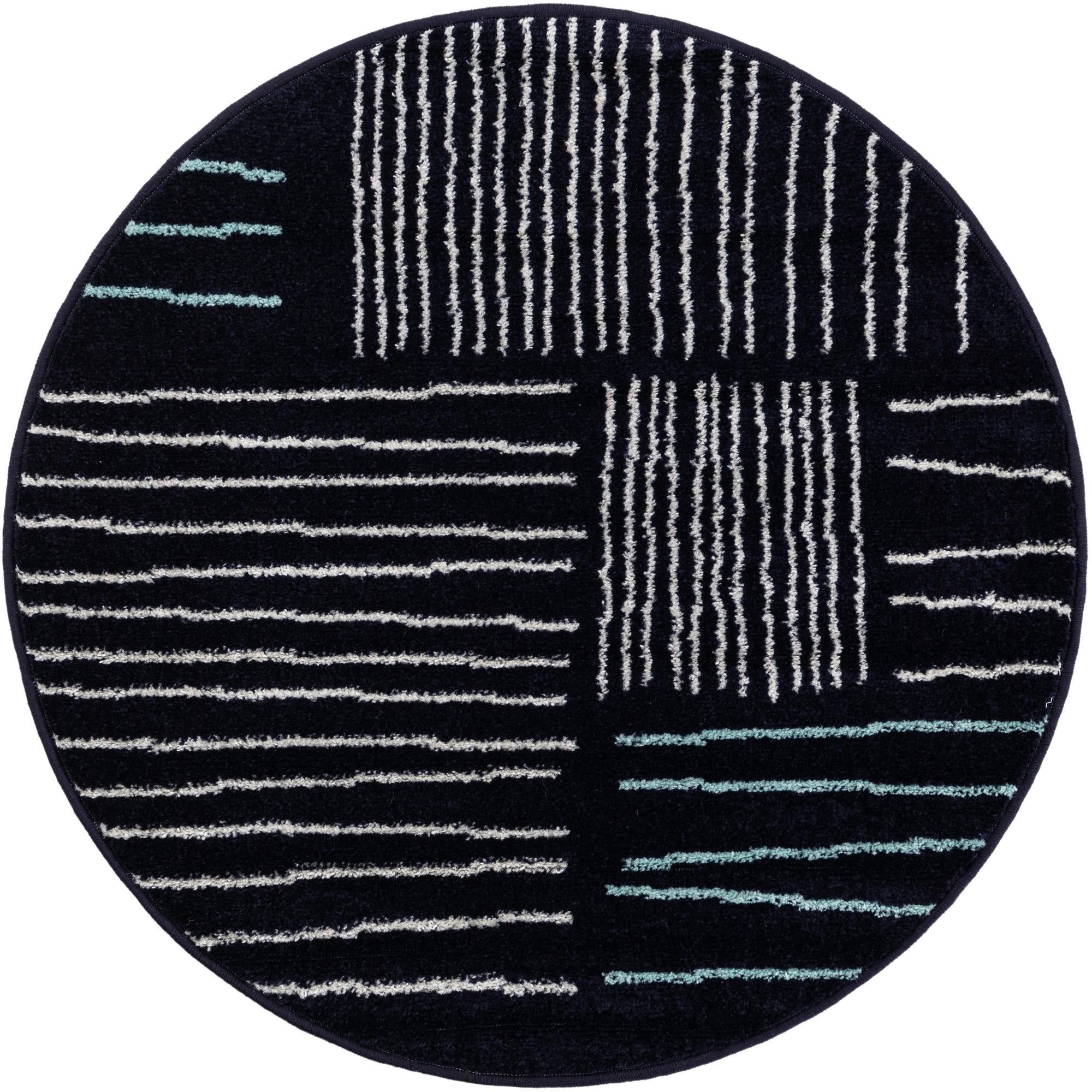 3' x 3' Bellingham · Geometric rug, navy blue