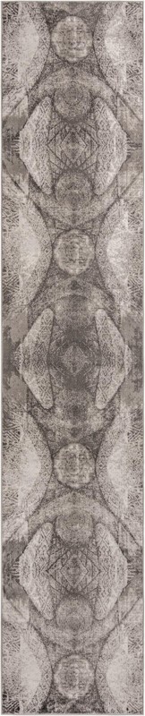 3' 3 x 16' 5 Blakemore · Abstract medallion rug, gray and ivory