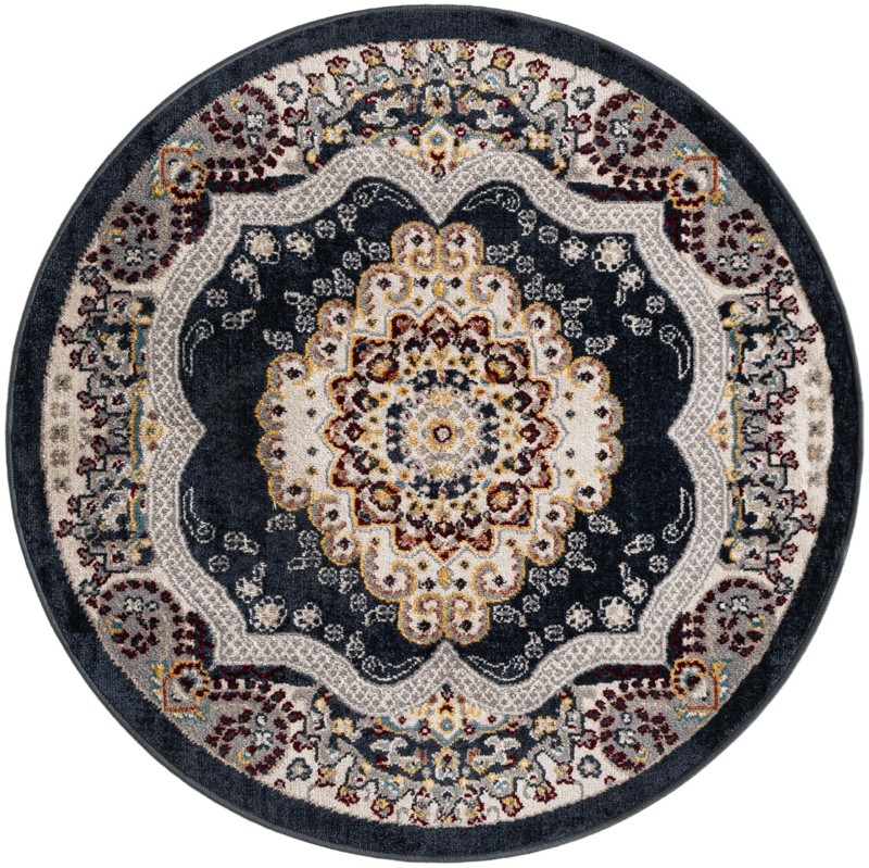Candlelight · Border Washable Rug, navy blue
