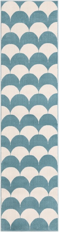 Ocala · Scallop geometric rug, blue and ivory