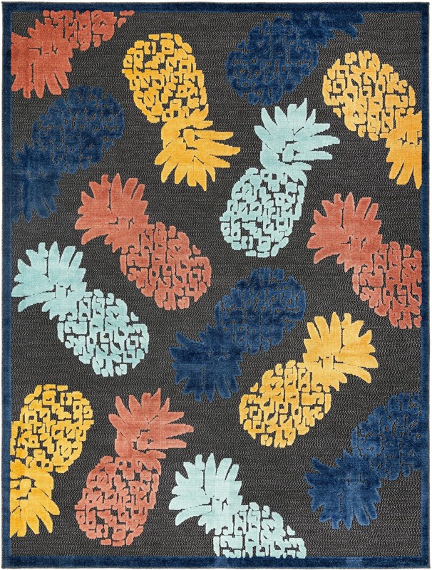 9' x 12' Ewell · Border Outdoor Rug, black