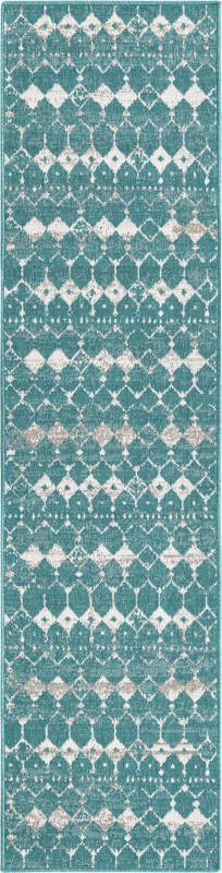 2' x 8' Stowe · Diamond Outdoor Rug, teal
