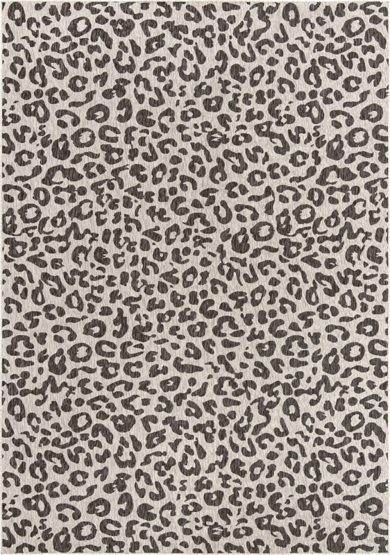 10' x 14' Cardamom · Leopard print Outdoor Rug, gray and cream