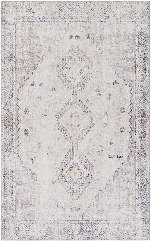 5' 3 x 8' Hodges · Diamond medallion rug, ivory and gray