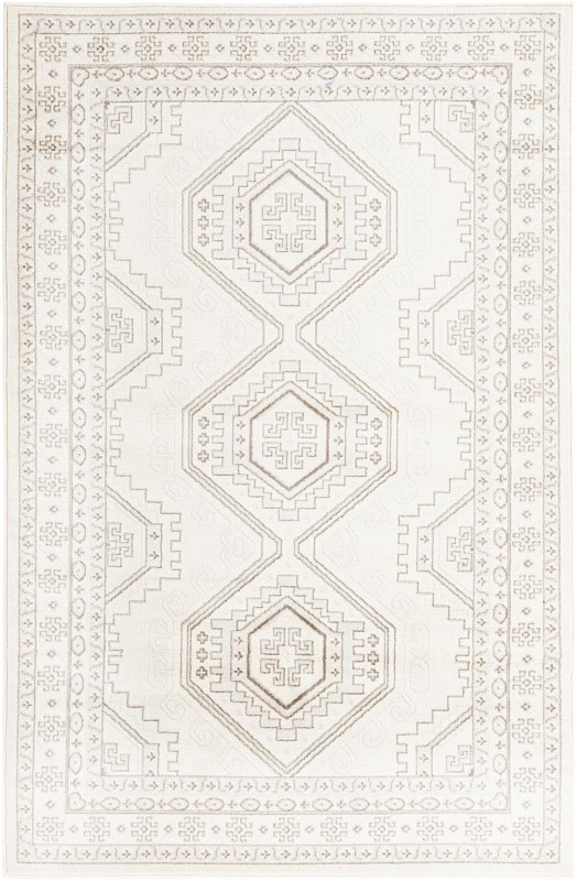 5' 3 x 8' Harmon · Geometric diamond rug, ivory and brown