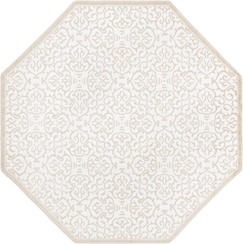 7' 10 x 7' 10 Harley · Scrollwork rug, snow white and beige