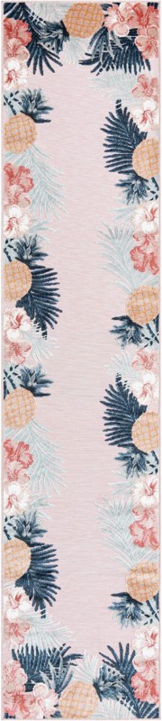 2' 7 x 12' Kirwan · Tropical border Outdoor Rug, pink and multi