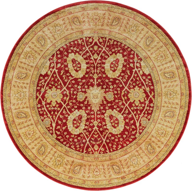 8' x 8' Glendive · Traditional floral rug, red and beige