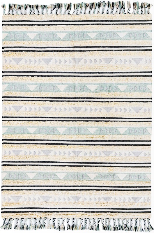 8' x 11' Tolbert · Geometric Wool Rug, aquamarine