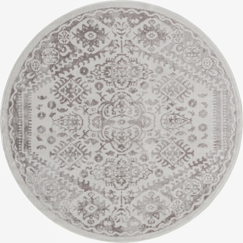 5' x 5' Elsie · Faded medallion rug, cream and ivory