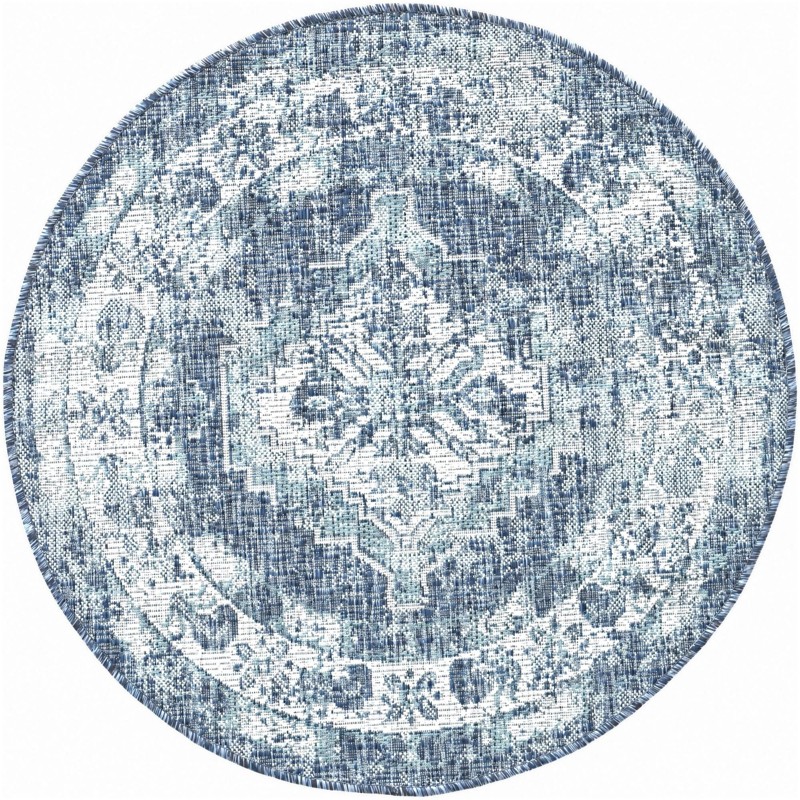 Wylie · Distressed medallion Outdoor Rug, shades of blue