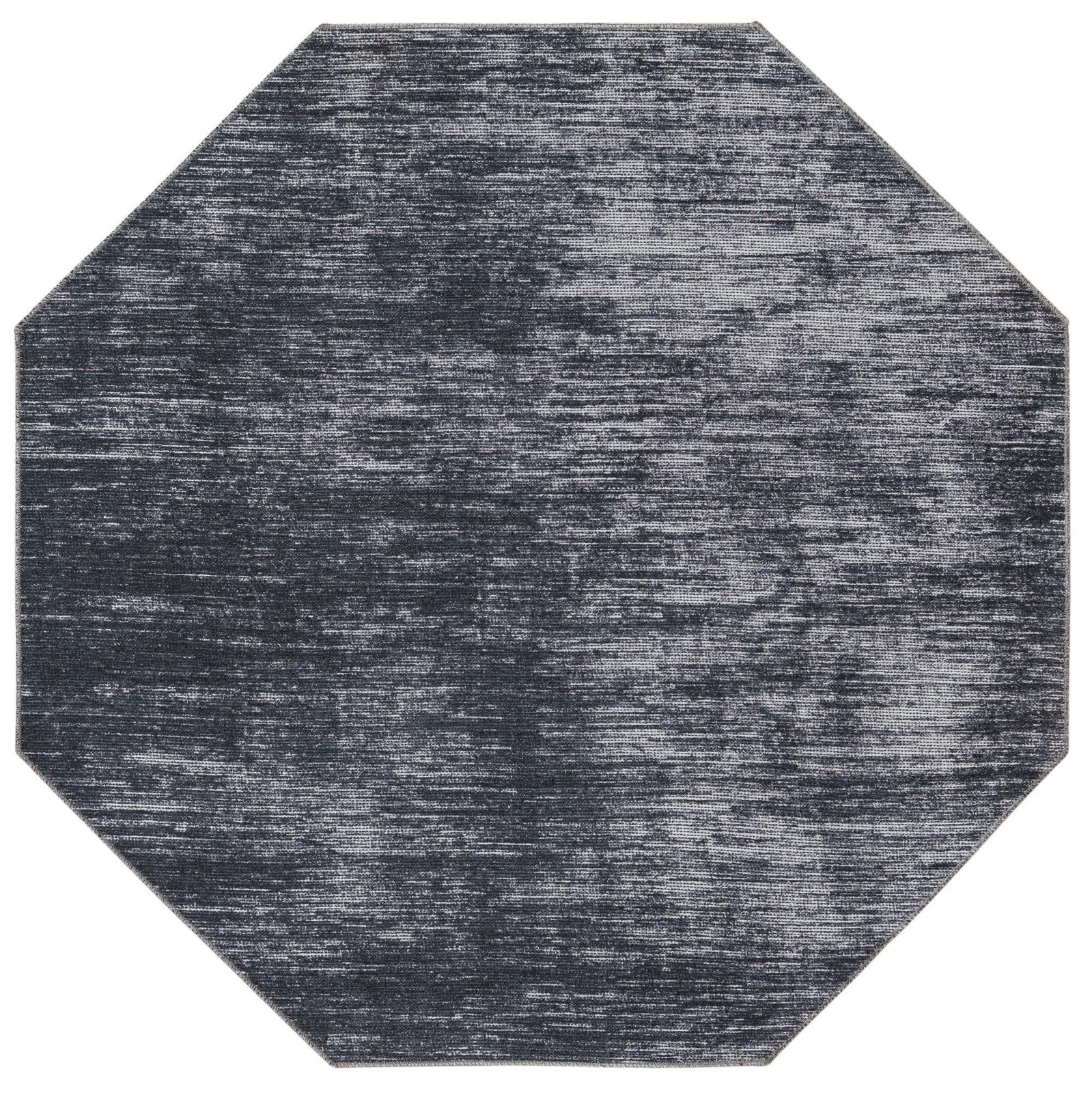 5' x 5' Prewitt · Linear abstract rug, black and ivory
