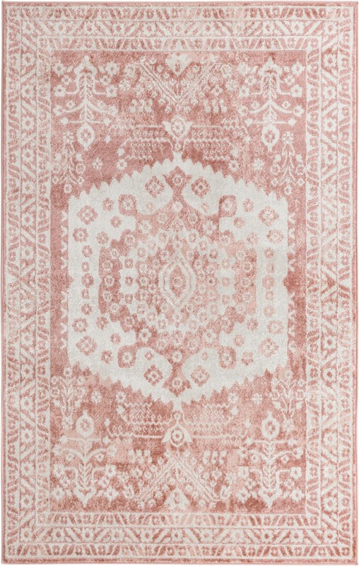 5' 3 x 8' Swallow · Border rug, pink