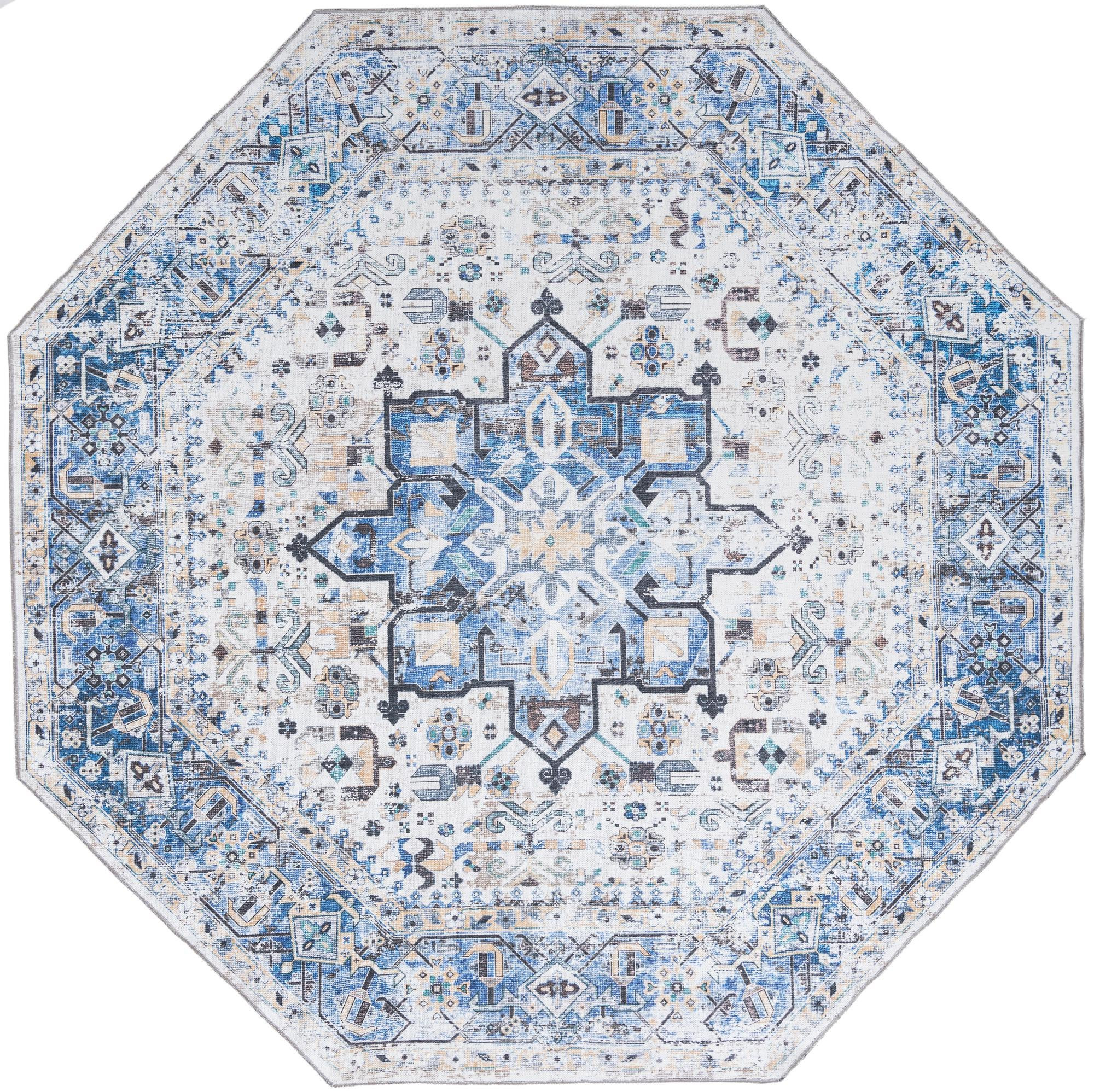 7' 10 x 7' 10 Tatlock · Border Washable Rug, royal blue