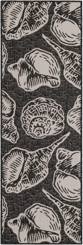 Arcata · Seashell Outdoor Rug, black and white